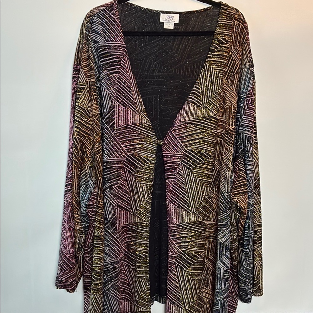 Vintage Jms Collection Shiny Colorful Geometric Patterned Cardigan